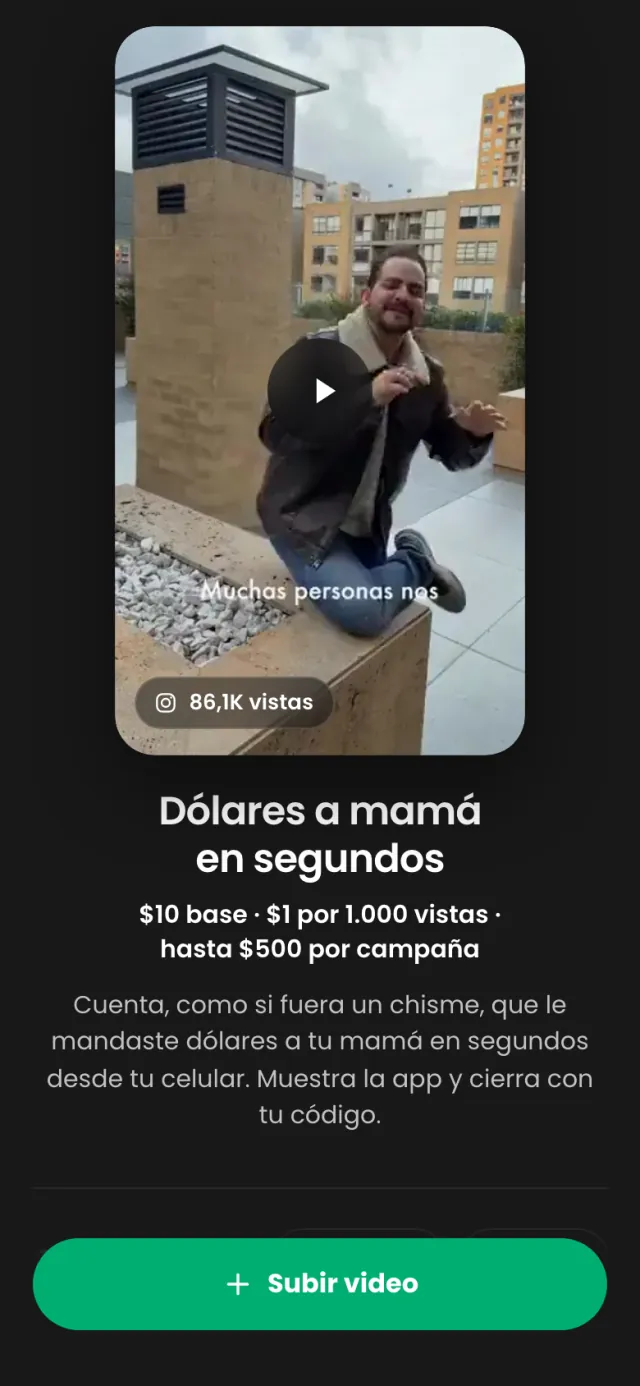 Pantalla de un formato de video con el ejemplo y las instrucciones